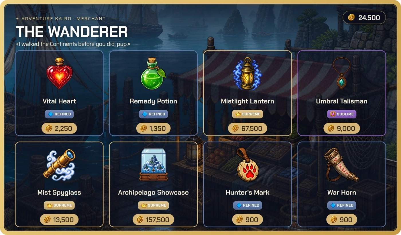 Real The Wanderer stall card in Discord
