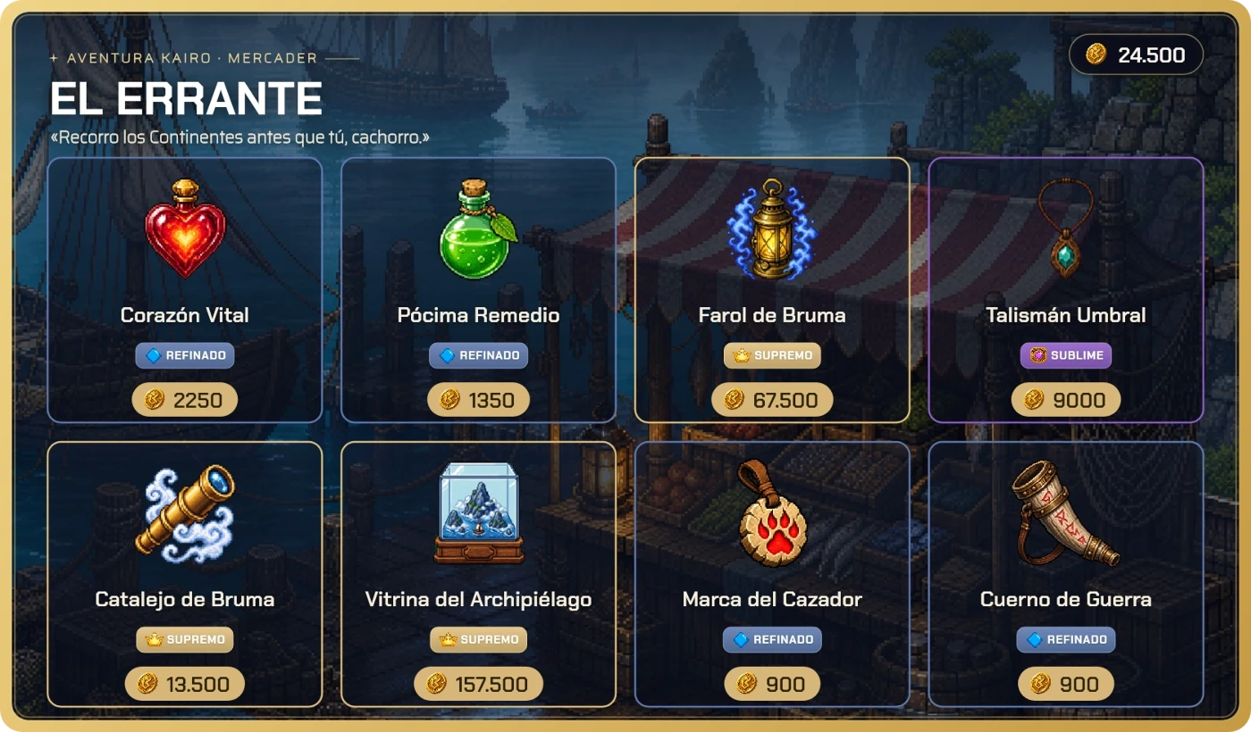 Carta real de El puesto del Errante en Discord
