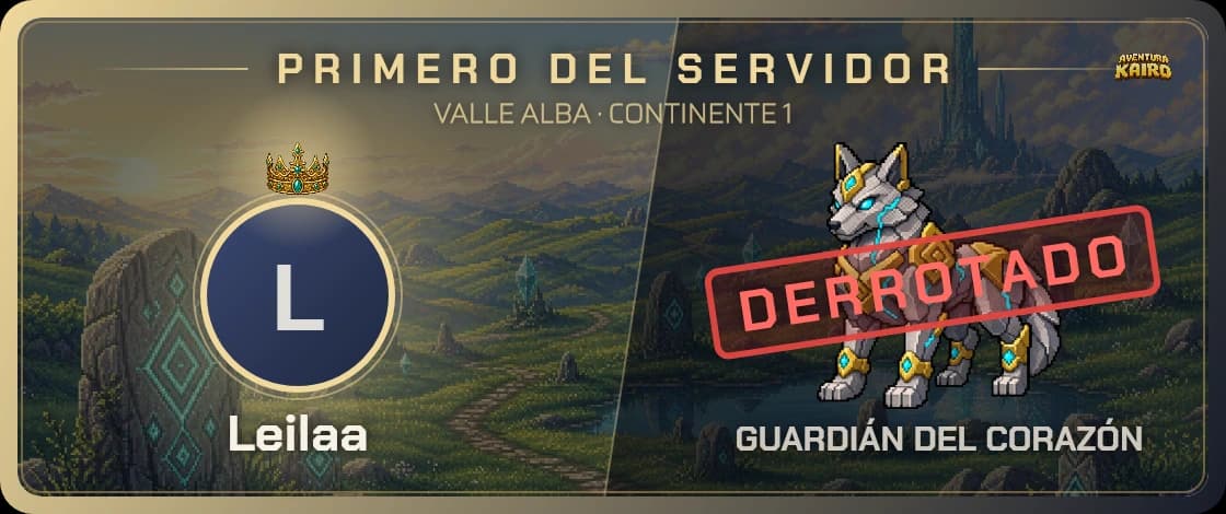 The notice posted to the channel when someone brings it down, carrying the first-in-the-server seal. It is the only part of this boss everyone else gets to see.